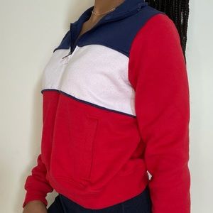 color block half zip sweatshirt